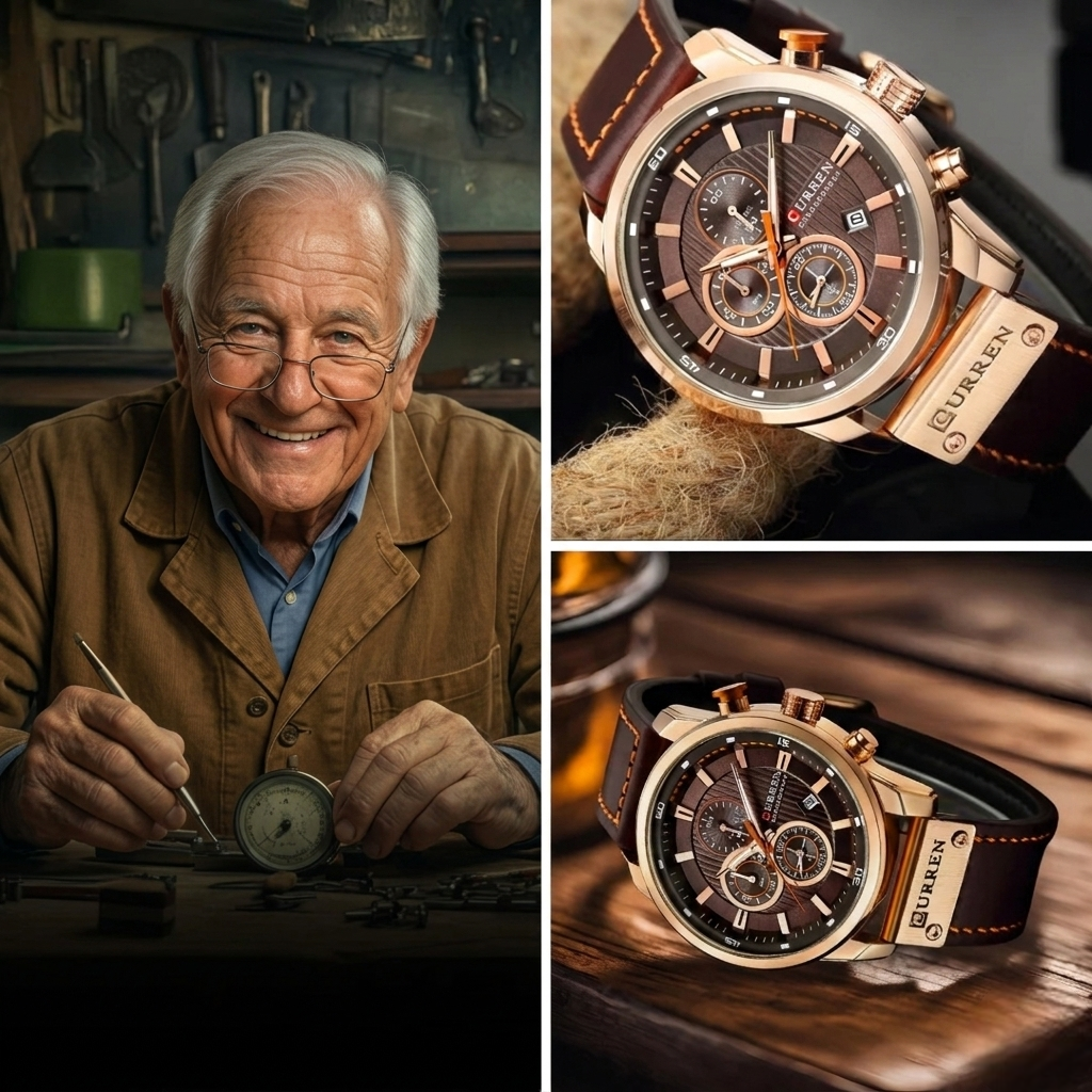 Elegant Quartz Watch with Leather Band