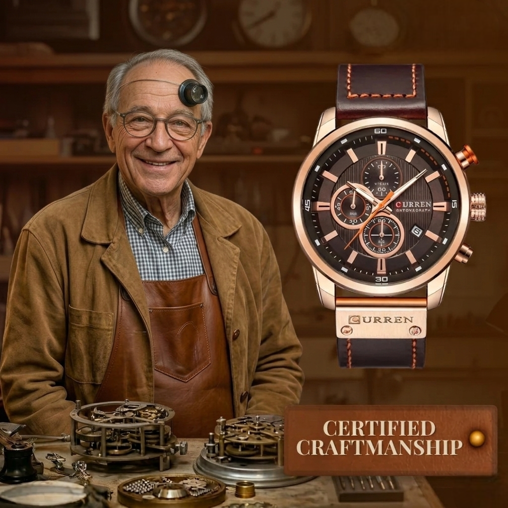 Elegant Quartz Watch with Leather Band