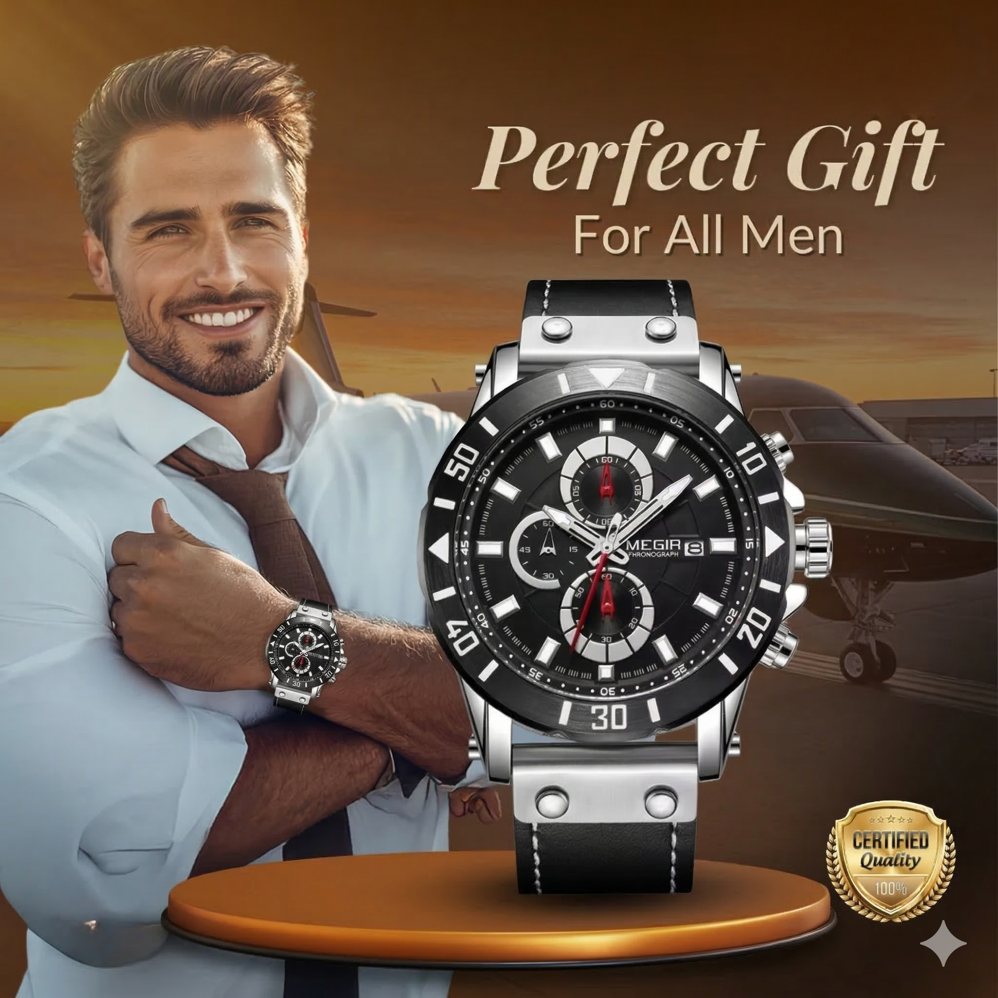 Leather Strap Quartz Watch