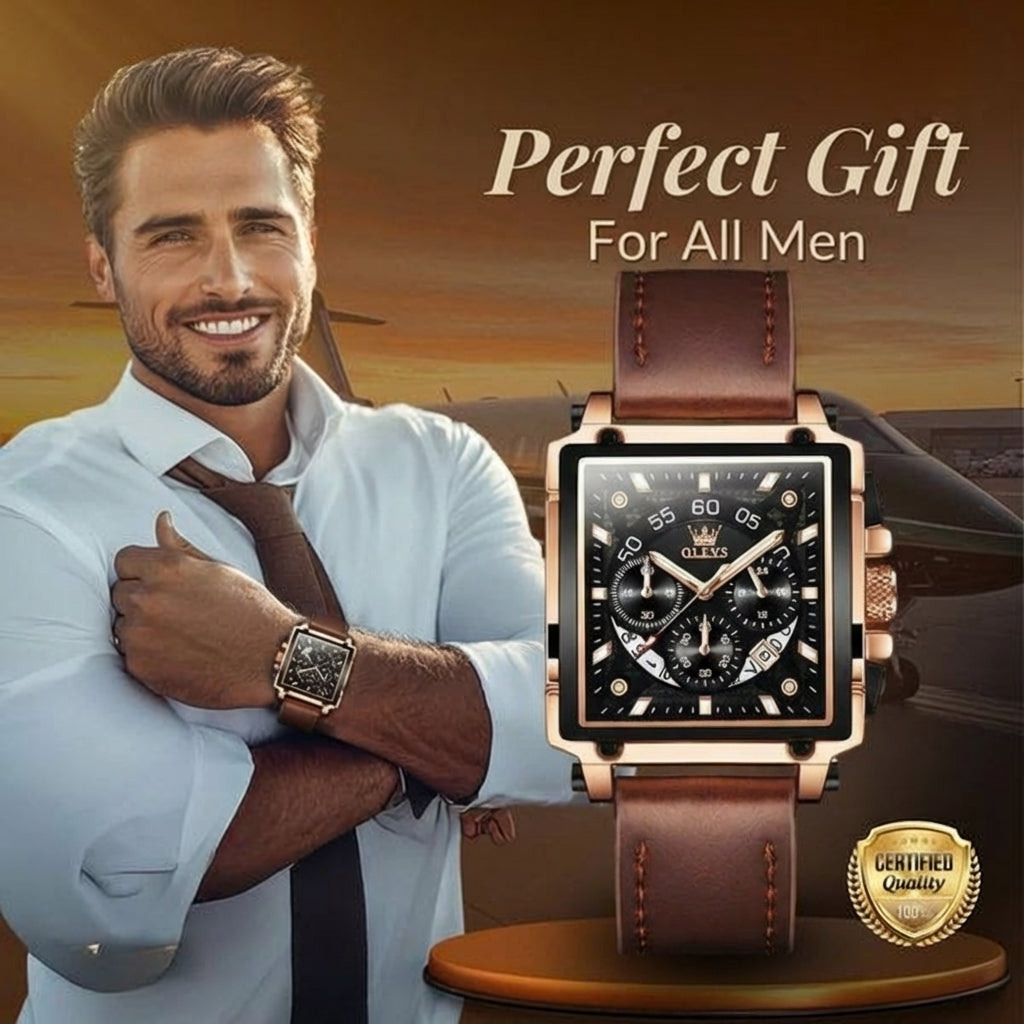 Fashion Square Dial Chronograph Watch